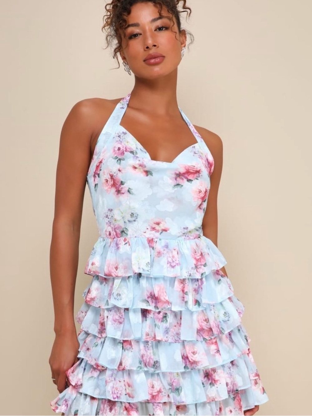 NWT Lulus Trendy Floral Ruffle Mini Dress with Floral Pattern | Size M